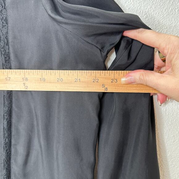 Rails Mona in Black Crepe Lace Long Sleeve Button Collared Shirt L - Picture 16 of 16